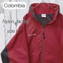 ☆ビッグシルエット☆コロンビア ナイロンジャケット フーディー 赤×黒 L