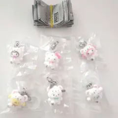 サンリオ ふわふわスノー めじるしアクセサリー６種コンプ　キティ