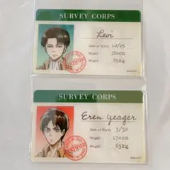 進撃の巨人 兵団証アクリルカード エレン＆リヴァイ 2枚セット