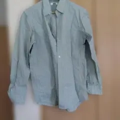 UNIQLO U 薄い緑 ストライプ 長袖シャツ
