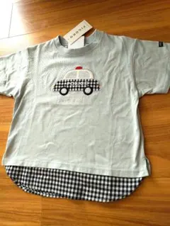 淡い水色パトカー刺繍 Tシャツ