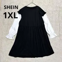 【SHEIN】シーイン　ドッキングワンピース　チュニック　レイヤード風　1XLのサムネイル
