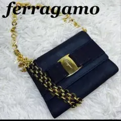 専用❗️Ferragamo✨フェラガモ　ヴァラリボン　ショルダーポーチ　ネイビー