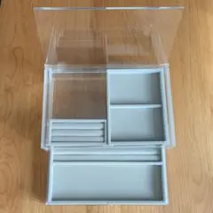 無印良品 重なるアクリルケース2段フタ付引出・大 ベロアケース セット