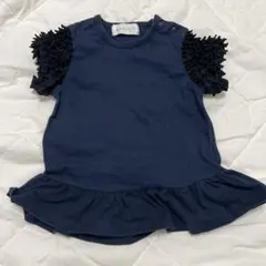 値下　cucuri 有松絞袖 ネイビー Tシャツ 80