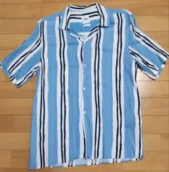 ZARA ストライプ 半袖ボタンダウンシャツ リラックスフィット Mのサムネイル