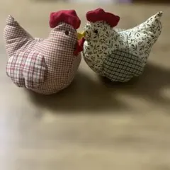 ニワトリ☆カントリーレトロ★ハギレデザイン。ぬいぐるみセット