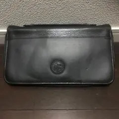 ブラックレザー長財布 ファスナー故障