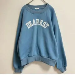 【裏もこあったか】Chaco closet カレッジロゴトレーナー ブルー