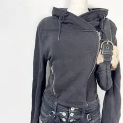Y2K❤️00s DIESEL 激レア クロップド アシメジップパーカー