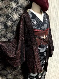 【NEW】黒×赤ラメ しゼブラ柄 かっこいい 個性的な羽織 ハロウィン
