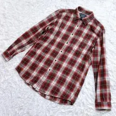 UNIQLO ユニクロ 長袖フランネルチェックシャツ (L) 赤×白×黒系