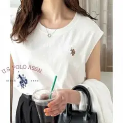 ジーラGeeRA 【US POLO ASSN】ノースリTシャツ （オフホワイト）