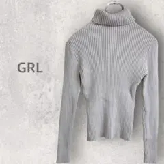 【グレイル】リブニットトップス M タートルネック ニットセーター タイト 冬服