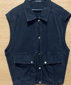 ブラック ノースリーブ デニムジャケット