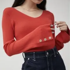 新品タグ付き AZUL by moussy 2way スリーブボタンリブニット