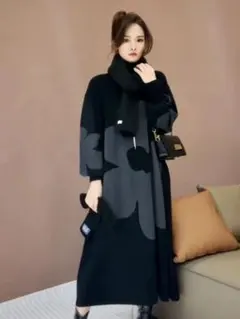 大人気❤️花柄ロングワンピース デートに最適 ニット素材