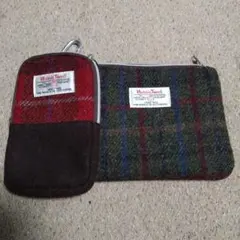 値下げ‼未使用♪格安♪ハリスツィード＊ポーチ//2個セット