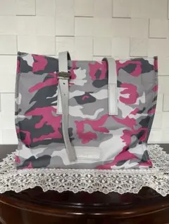 菊池京子　迷彩　カモフラ　 トートバッグ グレー ピンク