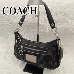 美品COACH ワンショルダーバッグ シグネチャー ポピー 黒