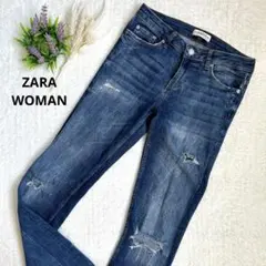 【送料無料♬.*゜】ZARA WOMAN/ダメージデニム ジーンズ /ブルー