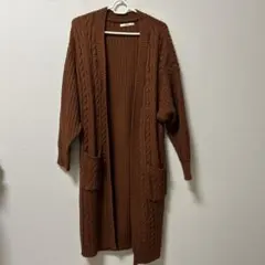 GRL ブラウン ケーブルニットカーディガン
