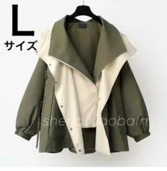 ☆マウンテンパーカー☆ジャケット☆ミリタリー☆バイカラー☆カーキ　Ｌ