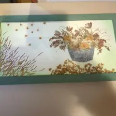 押し花額　素敵なカゴ入り
