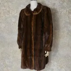 美品　ミンク　ファーコート　Lサイズ　ブラウン　SAFURON セミロング　11 ブラウン ファーコート ミンク SAFURON