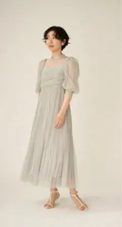 Lilly brown ドットチュールドレス