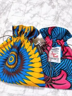 handmade⭐︎アフリカ布の巾着2個セット