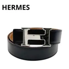 大人気】エルメス Hベルト 90 リバーシブル ブラック シルバー金具3M78 
