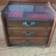 木製3段引き出しチェスト　アクセサリーケース　レトロ