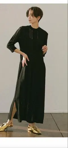 etre tokyo サテン ロングワンピース 半袖 S エトレトウキョウ 黒 etre tokyo サテン ロングワンピース 半袖 S エトレトウキョウ 黒