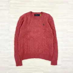 美品＊ポロラルフローレン　22年製　ケーブルニット　カシミヤ混　M　レッド系
