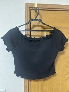 GU ブラフィールクロップドシャーリングオフショルダーTブラトップ カップ付き