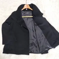 INDIVI アンゴラ混 Aラインコート 黒 L 美シルエット 上品 定番 人気