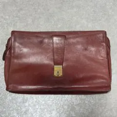 GUCCI グッチ セカンドバッグ クラッチバッグ 本革 レザー ロゴ 赤茶