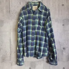 Hollister ネルシャツ ネイビー/グリーンチェック XL