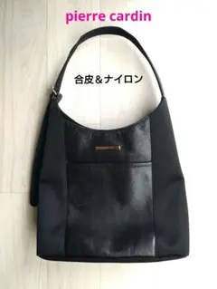 pierre cardin 黒バッグ 肩ひも調整可 合皮＆ナイロン