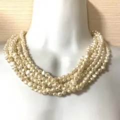淡水パール、6連ネックレス