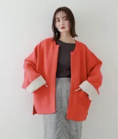 sense of place バイカラーニットコート