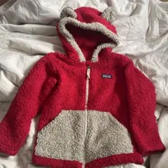 patagonia フリースジャケット 3T 赤　耳　きつね　ねこ　ボアブルゾン