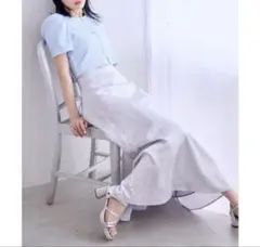 NICE CLAUP バックレースアップマーメイドスカート シルバー (M)