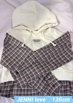 JENNI love フード付き チェック トレーナー130cm