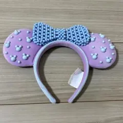 香港ディズニー　ビーズリボン　ピンク　ミニー　カチューシャ