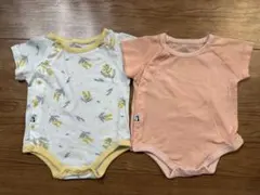コニー 6M 花柄・無地ロンパース2枚セット