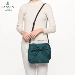 ✨美品 ランバンオンブルー ジョエルショルダーバッグ ダークグリーン リボン付きのサムネイル