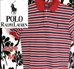 ラルフローレン ボーダー ポロシャツ　エンジ　ネイビー　ホワイト　ワンポイント
