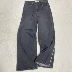 UNE MANSION ワイドデニムパンツ グレー ハイウエスト ストレート